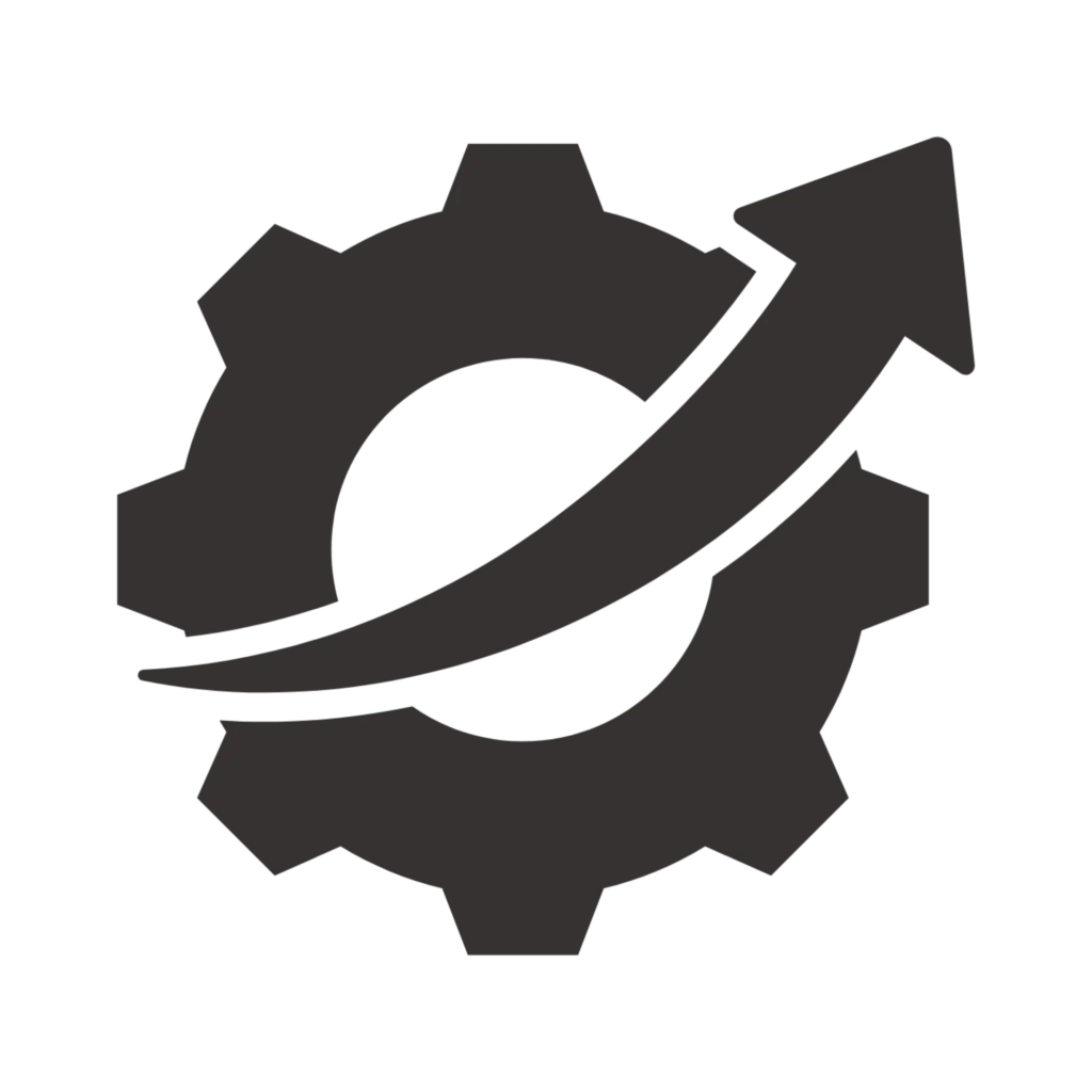 Gear with upward arrow symbol