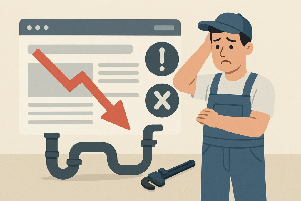 Plumber confused by website issues.