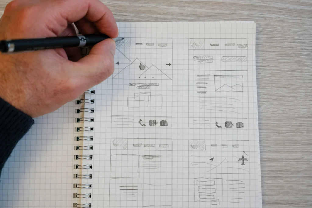 Sketches of website layout designs